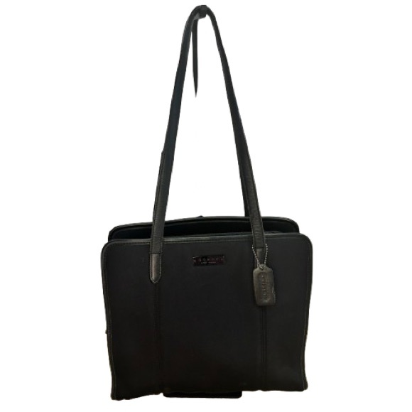 Authentic Coach Black Neoprene Tote Leather Trim Work Laptop Bag Y2K RARE - Picture 1 of 15